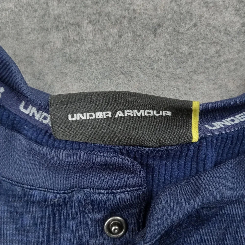 Under Armour Shirt‎ Mens Medium Blue Long Sleeve Henley Athletic Top 1281174